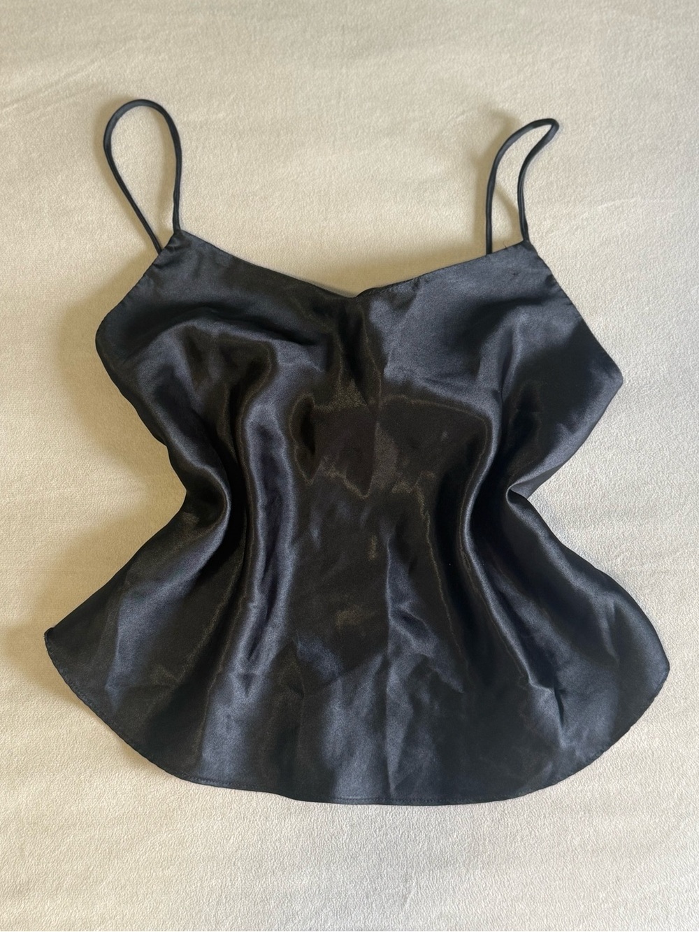 Vintage Reitmans Black Satin Camisole Top Made in Canada Size P/S